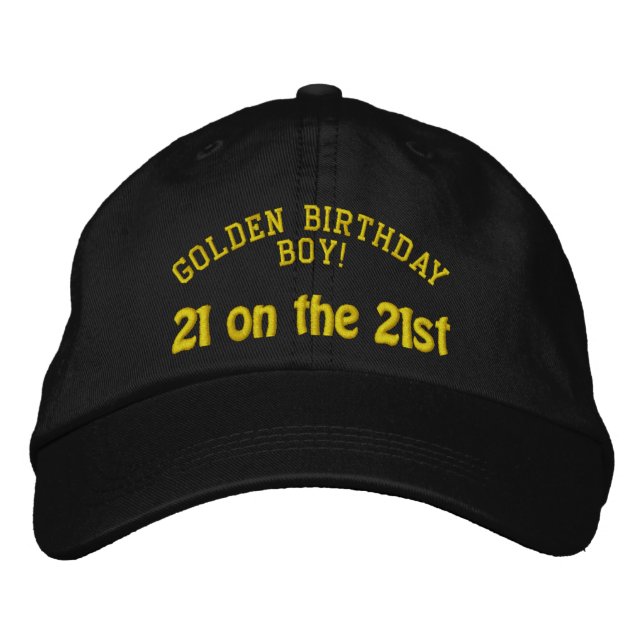 Gorra Bordada Cumpleaños dorado personalizado (Anverso)