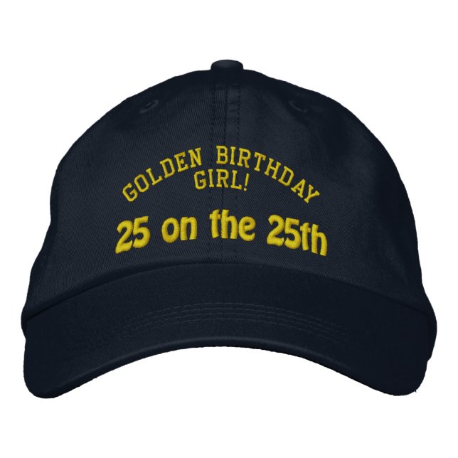 Gorra Bordada Cumpleaños dorado personalizado (Anverso)