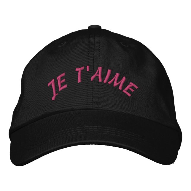 Gorra Bordada Custom Baseball Hat - Embroidered Je T'aime (Anverso)