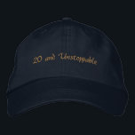 Gorra Bordada Custom Text 20 and Unstoppable Ambition-Hat Bold<br><div class="desc">Own your milestone with this Navy Alternative Apparel Basic Adjustable Cap featuring bold “20 and Unstoppable” embroidery that radiates confidence and ambition. The one-size-fits-all adjustable strap ensures a comfortable, secure fit—perfect for birthday parties, campus events, photoshoots, or celebratory outings. Order in bulk for your entire crew to create a powerful,...</div>