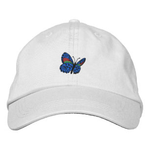 Gorra bordada de mariposa colorida