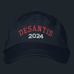 Gorra Bordada Desantis 2024 - azul rojo<br><div class="desc">Un diseño tradicional para un posible candidato republicano a la primaria. Candidato a la presidencia en las elecciones de 2024. Puede cambiar el tipo y el color cuando pulse sobre el botón personalizar.</div>