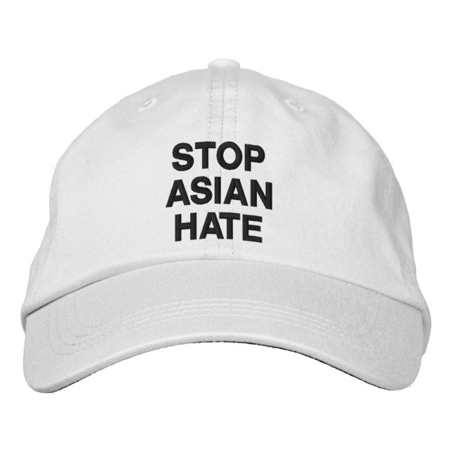 Gorra Bordada Detener el odio asiático, blanco negro (Anverso)