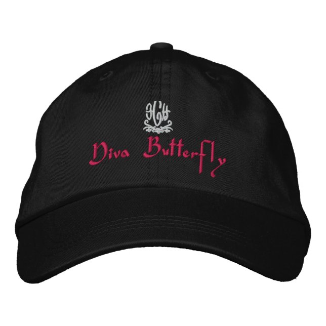 Gorra Bordada Diva Butterfly Black (Anverso)