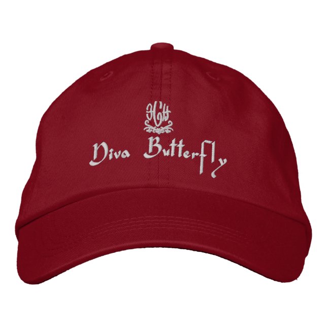 Gorra Bordada Diva Butterfly Red (Anverso)