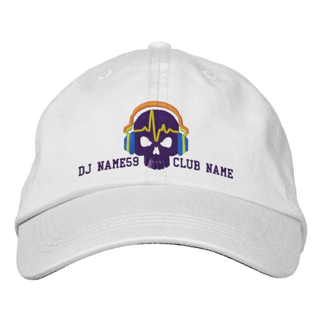 Gorra Bordada Dj personalizado Skull Su Nombre Club Embroidery (Anverso)
