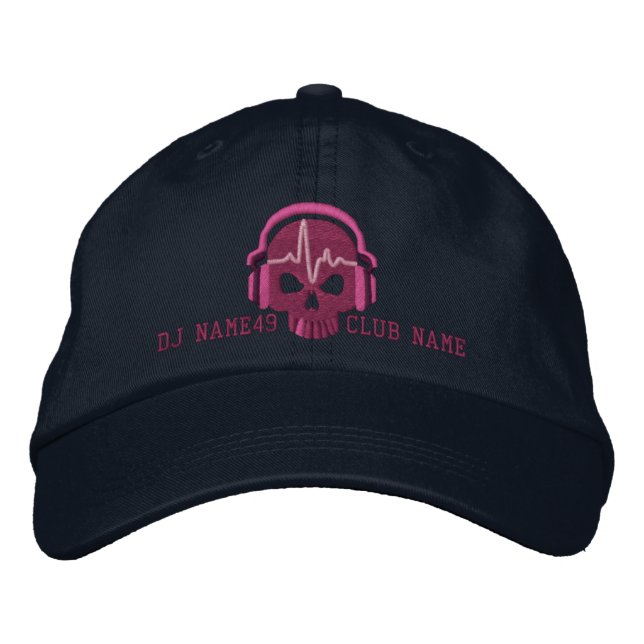 Gorra Bordada Dj personalizado Skull Su Nombre Club Embroidery (Anverso)
