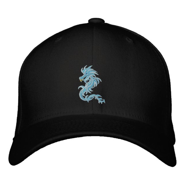Gorra Bordada dragón azul tribal (Anverso)