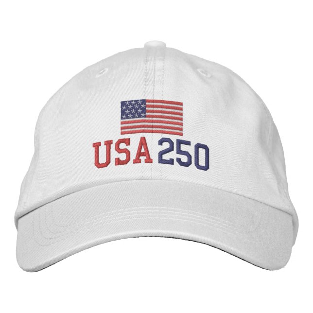 Gorra Bordada EE. UU. 250 - con bandera estadounidense (Anverso)