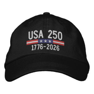 Gorra Bordada EE. UU. 250 con barra de bandera estadounidense - 