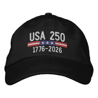 Gorra Bordada EE. UU. 250 con barra de bandera estadounidense - 