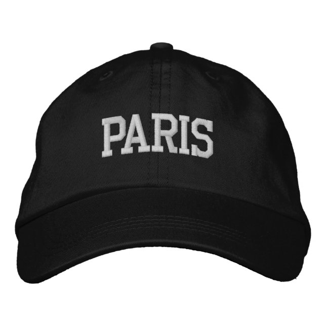 Gorra Bordada El bordado blanco de PARIS en negro (Anverso)