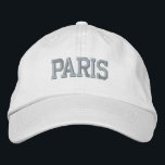 Gorra Bordada El bordado rosado de PARIS en blanco<br><div class="desc">GORRA de algodón blanco con bordado rosado PARIS. Hace un regalo maravilloso para cualquiera que ame París Francia! Si prefiere tener su texto personal, simplemente seleccione el botón "Personalizar esta plantilla" para introducir su elección de texto personalizado. El bordado también es personalizable a otras opciones de color seleccionando el botón...</div>