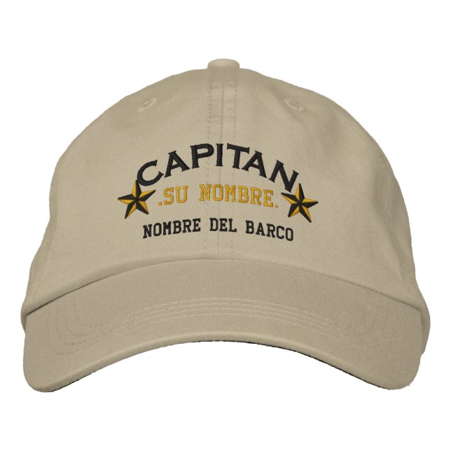 Gorra Bordada EL ESPAÑOL Capitan Nombre del barco y su nombre. (Anverso)