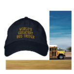 Gorra Bordada El mayor chofer de autobús del mundo bordado<br><div class="desc">Crea tu propio gorra ajustable en Zazzle.com. Utiliza la herramienta de diseño para subir tu arte, diseños o imágenes para crear un gorra ajustable de la clase! También puede añadir texto usando fuentes profesionales y ver una previsualización de su creación! El gorra de Zazzle, sencillo de personalizar, no tiene órdenes...</div>