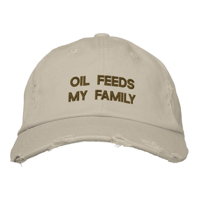 GORRA BORDADA EL PETRÓLEO ALIMENTA A MI FAMILIA (Anverso)