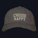 Gorra Bordada Elegir una cita motivacional positiva de mentalida<br><div class="desc">Difundir positividad dondequiera que vayas con este diseño ‘Choose Happy’ con un audaz estilo tipográfico angustiado. Perfecto para los amantes de los mensajes animadores, de la atención y de un estilo informal pero elegante. Una gran opción para el uso diario, los defensores del autocuidado, o como un regalo reflexivo para...</div>