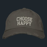 Gorra Bordada Elegir una cita motivacional positiva de mentalida<br><div class="desc">Difundir positividad dondequiera que vayas con este diseño ‘Choose Happy’ con un audaz estilo tipográfico angustiado. Perfecto para los amantes de los mensajes animadores, de la atención y de un estilo informal pero elegante. Una gran opción para el uso diario, los defensores del autocuidado, o como un regalo reflexivo para...</div>