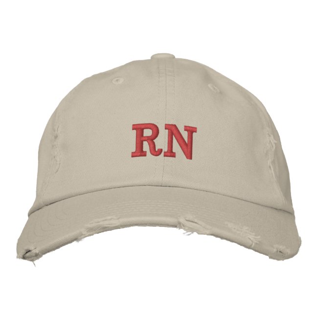 Gorra Bordada Enfermera registrada RN Beige Red (Anverso)