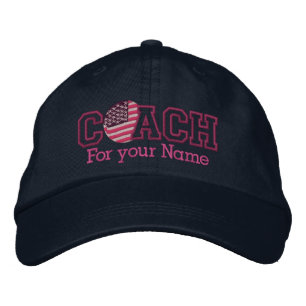 Gorra Bordada Entrenador americano personalizado rosado con su n