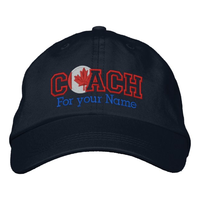 Gorra Bordada Entrenador canadiense personalizado con su nombre (Anverso)