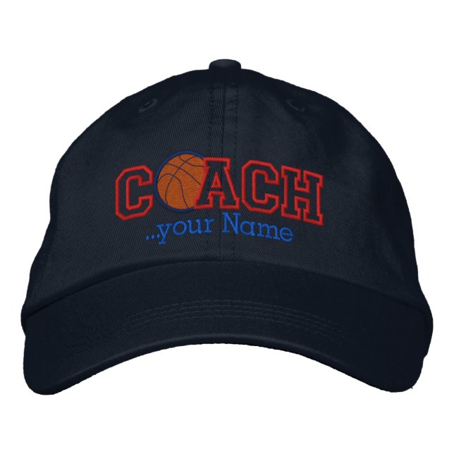 Gorra Bordada Entrenador de básquetbol personalizado por su nomb (Anverso)