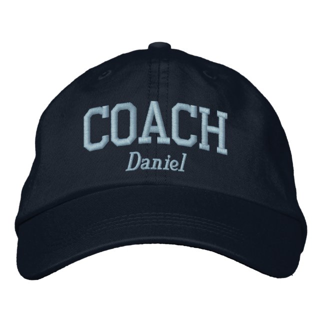 Gorra Bordada Entrenador personalizado en azul claro (Anverso)