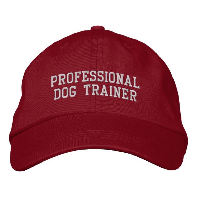 Gorra Bordada Entrenador profesional de perros rojo y plateado (Anverso)