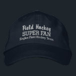 Gorra Bordada Equipo deportivo Super Fan Personalizado de Hockey<br><div class="desc">Apoya a su equipo o jugador de hockey de campo favorito con esta gorra SUPER FAN. Añada su nombre de equipo de la escuela secundaria, la juventud, el club o la universidad para crear un gorra único. (También se puede cambiar esto a cualquier otro deporte). Cambie fácilmente el texto y...</div>