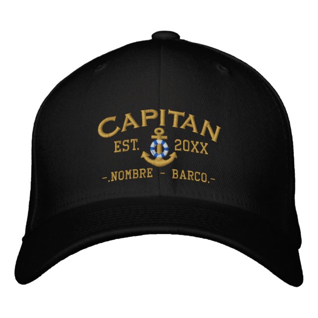 Gorra Bordada ESPAÑOL El Capitan Nautical Personalizado (Anverso)