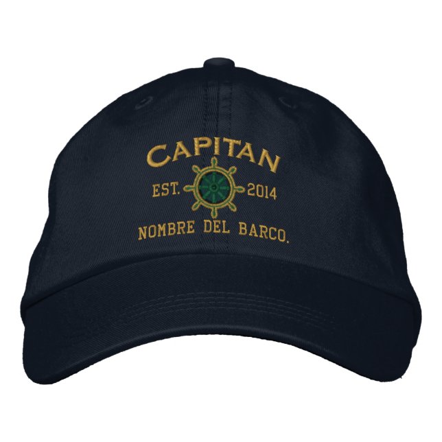 Gorra Bordada ESPAÑOL El Capitan Su Nombre del barco. (Anverso)