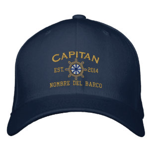 Gorra Bordada ESPAÑOL El Capitan Su Nombre del barco.