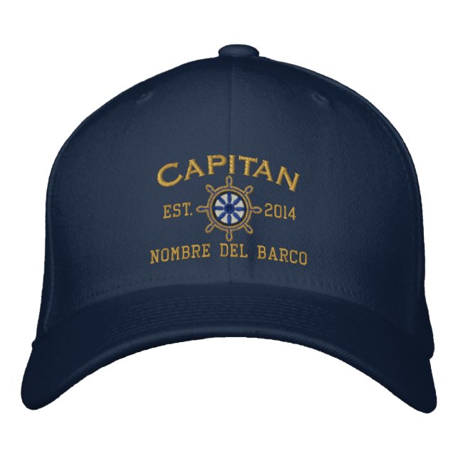 Gorra Bordada ESPAÑOL El Capitan Su Nombre del barco. (Anverso)