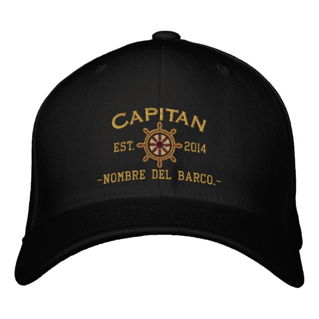 Gorra Bordada ESPAÑOL El Capitan Su Nombre del barco. (Anverso)