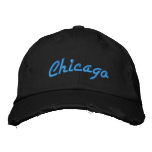 Gorra Bordada Estilo de la cosecha azul y negra de Chicago con p