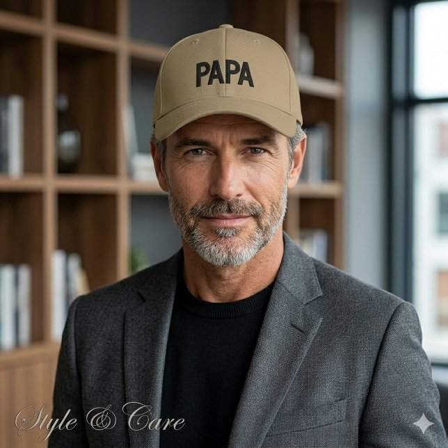 Gorra Bordada Estilo personalizado PAPA Texto Caqui (Stylish Custom PAPA Text Khaki Embroidered Baseball Cap)
