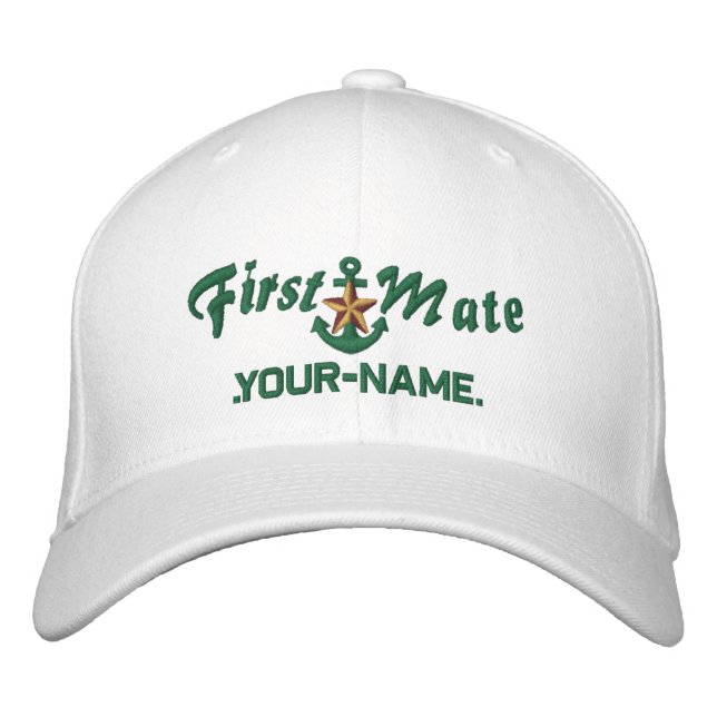 Gorra Bordada Estrella de primer mate personalizada Anchor Verde (Anverso)