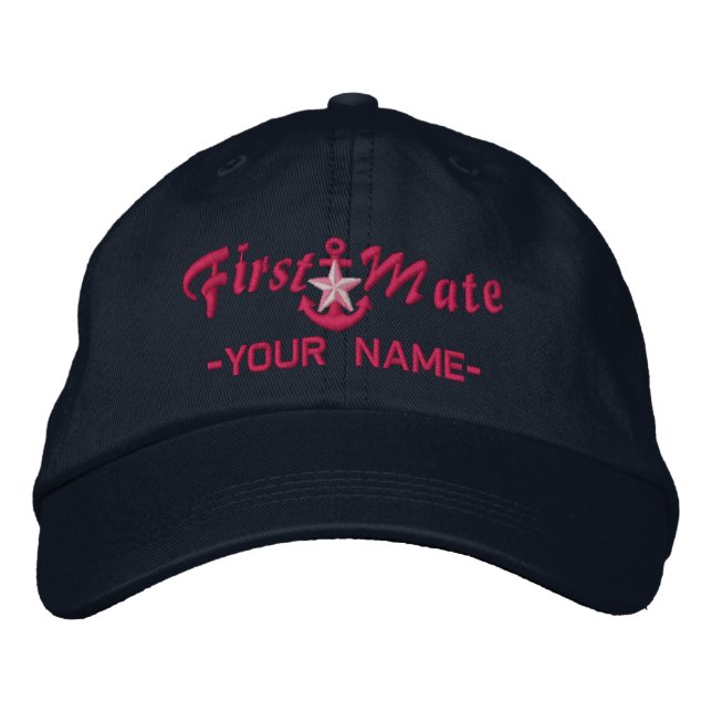 Gorra Bordada Estrella fuchsia de primer mate personalizada (Anverso)