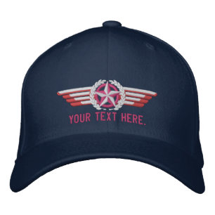Gorra Bordada Estrellas de Aviación Personalizadas Laureles Alas
