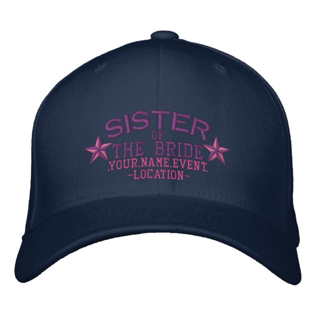 Gorra Bordada Estrellas personalizadas Hermana de la novia en ro (Anverso)