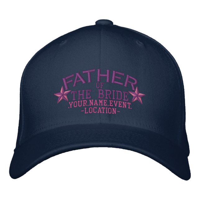 Gorra Bordada Estrellas personalizadas padre de la novia en rosa (Anverso)
