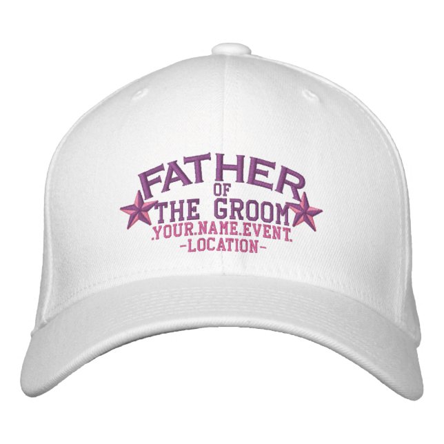 Gorra Bordada Estrellas personalizadas padre del novio en rosa (Anverso)