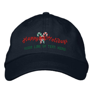 Gorra Bordada Felices Fiestas Personalizadas Candy Canes