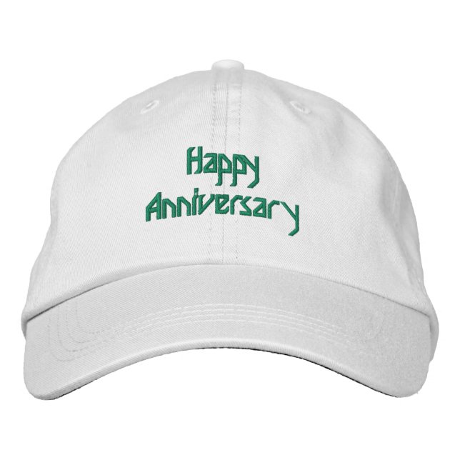 Gorra Bordada Feliz aniversario Personalizado Texto Blanco (Anverso)
