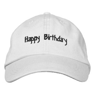 Gorra Bordada Feliz Cumpleaños Texto de Color Negro Personalizad
