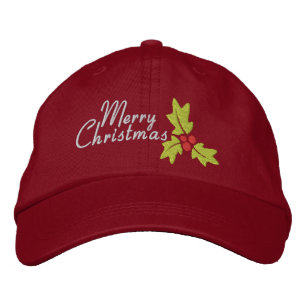 Gorra Bordada Feliz Navidad Holly y Berries