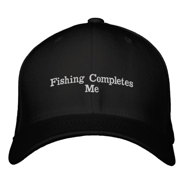 Gorra Bordada Fishing Completes Me Baseball/Trucker Hat (Anverso)