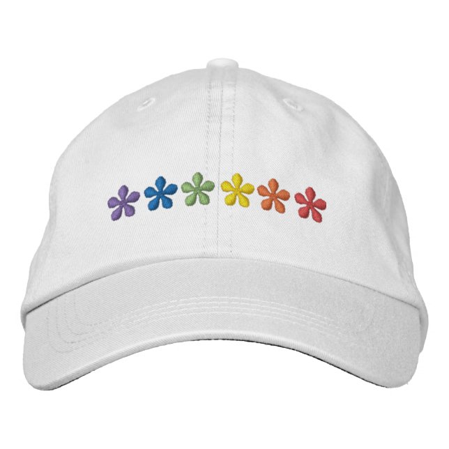 Gorra Bordada Flores de arcoiris de orgullo (Anverso)