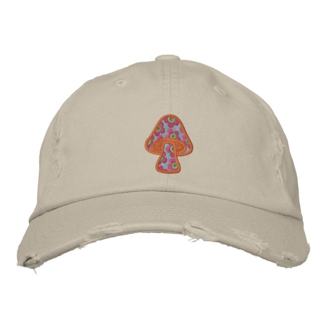 Gorra Bordada Flores Hippie Hongo (Anverso)