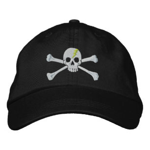 Gorra Bordada Fluo Verde Trueno Huesos Cruzados Calavera Bordado